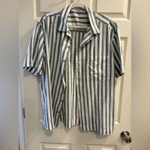 Striped Green and White Men's Shirt